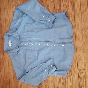 Free Assembly Mens Blue Long Sleeve Button Down Shirt White Buttons Size XL